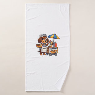 Funny Dachshund Dog Doxie Sausage Hotdog Sandwich Bath Towel