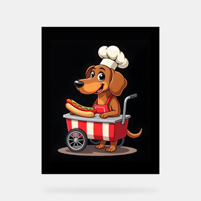 Funny Dachshund Dog Hotdog Sandwich Weenie Sausage Acrylic Sign (Front)