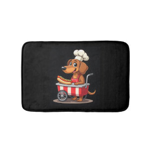 Funny Dachshund Dog Hotdog Sandwich Weenie Sausage Bath Mat