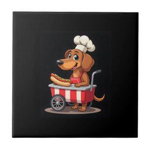 Funny Dachshund Dog Hotdog Sandwich Weenie Sausage Ceramic Tile