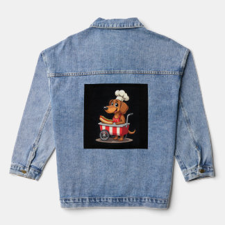 Funny Dachshund Dog Hotdog Sandwich Weenie Sausage Denim Jacket