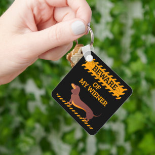 Funny Dachshund Dog Lover Beware of My Wiener Key Ring