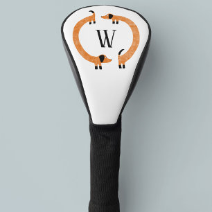 Funny Dachshund Dog Monogram Golf Head Cover