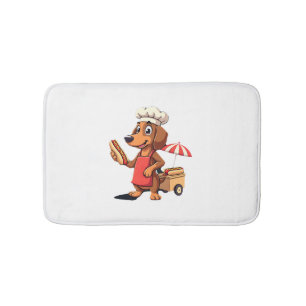 Funny Dachshund Dog Weenie Sausage Hotdog Sandwich Bath Mat