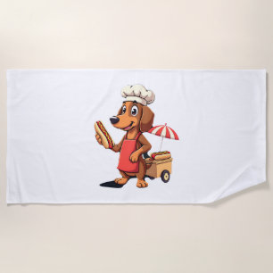 Funny Dachshund Dog Weenie Sausage Hotdog Sandwich Beach Towel