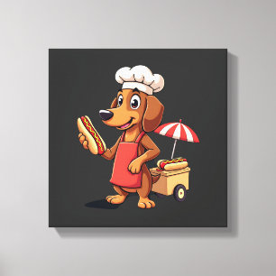 Funny Dachshund Dog Weenie Sausage Hotdog Sandwich Canvas Print