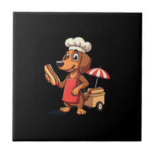 Funny Dachshund Dog Weenie Sausage Hotdog Sandwich Ceramic Tile