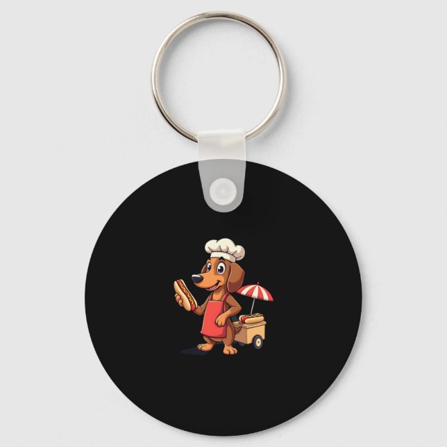 Funny Dachshund Dog Weenie Sausage Hotdog Sandwich Key Ring (Front)