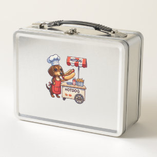 Funny Dachshund Dog Weiner Sausage Hotdog Sandwich Metal Lunch Box
