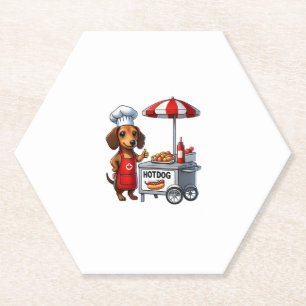 Funny Dachshund Dog Weiner Sausage Hotdog Sandwich Paper Coaster