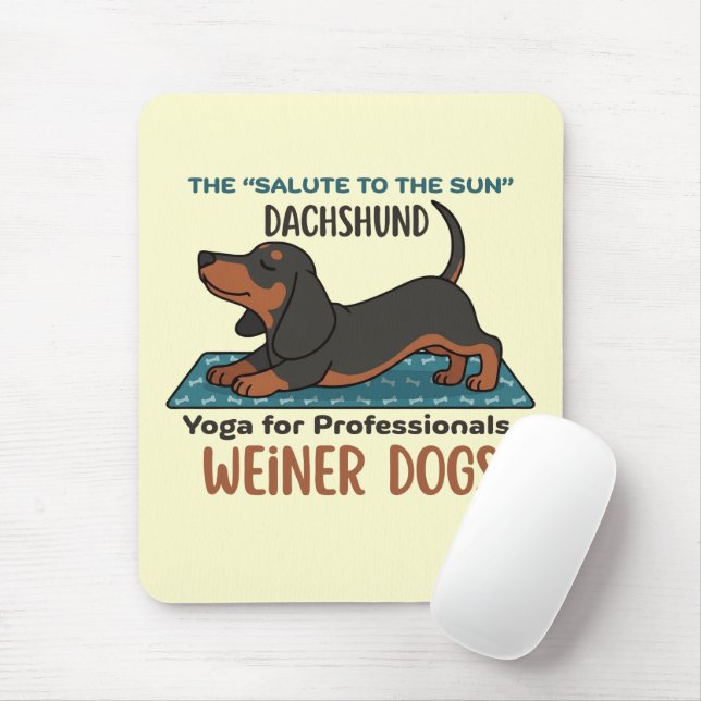 Funny dachshund doing the sun salutation (yoga) mouse pad (With Mouse)