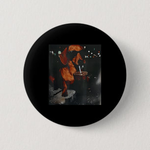 Funny dachshund drinking iced coffee lover dog 6 cm round badge