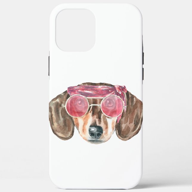 Funny Dachshund Face Hippie Dog Case-Mate iPhone Case (Back)
