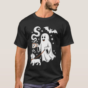 Funny Dachshund Ghost Halloween Spooky Season Ween T-Shirt