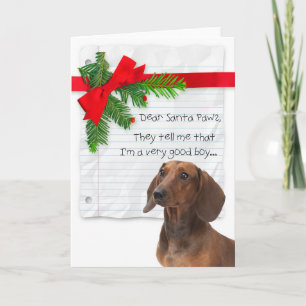 Funny Dachshund Good Boy Christmas Card