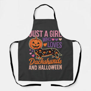 Funny Dachshund Halloween Pumpkin Dog Lover Apron