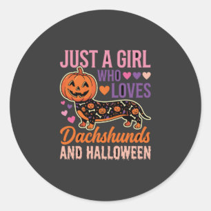 Funny Dachshund Halloween Pumpkin Dog Lover Classic Round Sticker