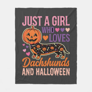 Funny Dachshund Halloween Pumpkin Dog Lover Fleece Blanket