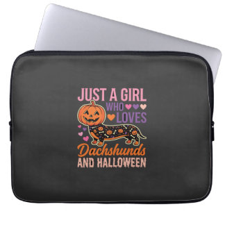 Funny Dachshund Halloween Pumpkin Dog Lover Laptop Sleeve