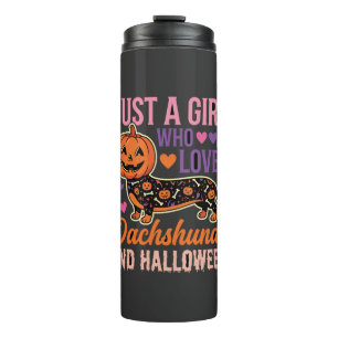 Funny Dachshund Halloween Pumpkin Dog Lover Thermal Tumbler