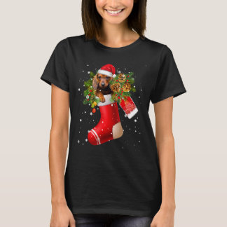 Funny Dachshund In Sock Christmas Santa Hat Xmas D T-Shirt