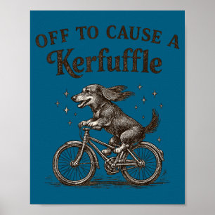 Funny dachshund kerfuffle chaos wiener dog vintage poster
