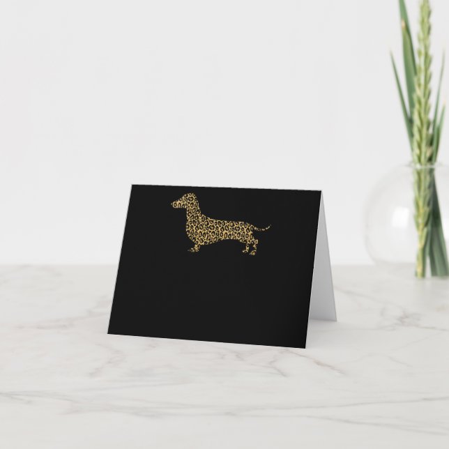 Funny Dachshund Leopard Gifts | Leopard Lovers Note Card (Front)