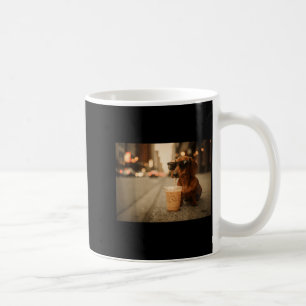 Funny dachshund lover drinking iced coffee humor mug