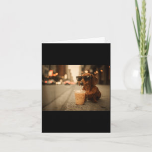 Funny dachshund lover drinking iced coffee humour card