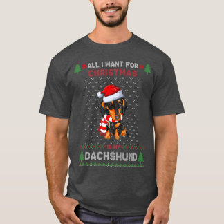 Funny Dachshund lovers Santa Hat Ugly Christmas Sw T-Shirt