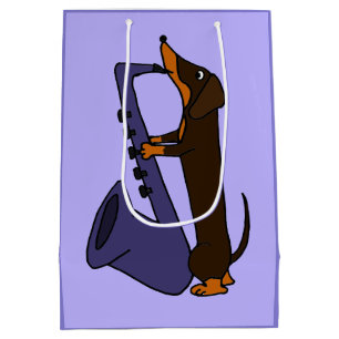Funny Dachshund Playing Saxophone Gift Bag