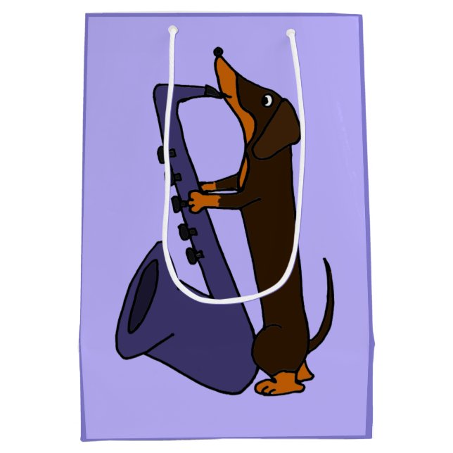 Funny Dachshund Playing Saxophone Gift Bag (Back)