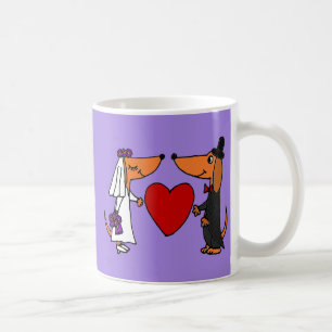 Funny Dachshund Puppy Dogs Bride and Groom Wedding Coffee Mug