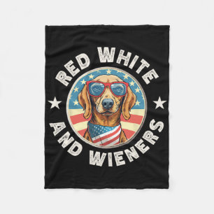 Funny Dachshund Red White And Wieners Weiner Dog 4 Fleece Blanket