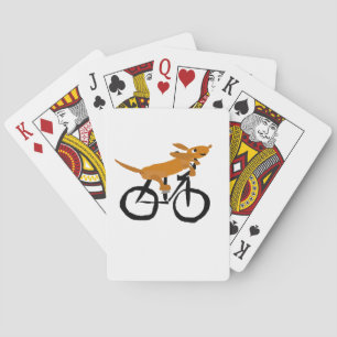 Funny Dachshund Riding Bicycle Playing Cards