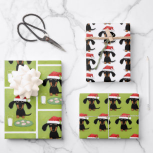 Funny Dachshund Santa Clause Cute Dog Christmas Wrapping Paper Sheet