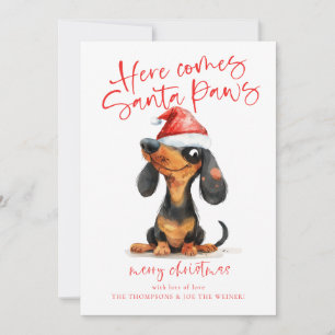 Funny Dachshund Santa Paws 2026 Calendar Christmas Holiday Card
