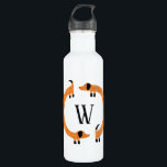 Funny Dachshund Sausage Dog Monogram 710 Ml Water Bottle<br><div class="desc">Cute and funny dachshund,  sausage dogs or wiener dogs in perpetual motion.
Customise by changing or removing the initial.</div>