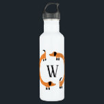 Funny Dachshund Sausage Dog Monogram 710 Ml Water Bottle<br><div class="desc">Cute and funny dachshund,  sausage dogs or wiener dogs in perpetual motion.
Customise by changing or removing the initial.</div>