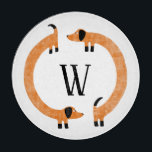 Funny Dachshund Sausage Dog Monogram Cutting Board<br><div class="desc">Cute and funny dachshund,  sausage dogs or wiener dogs in perpetual motion.
Customise by changing or removing the initial.</div>