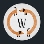 Funny Dachshund Sausage Dog Monogram Cutting Board<br><div class="desc">Cute and funny dachshund,  sausage dogs or wiener dogs in perpetual motion.
Customise by changing or removing the initial.</div>