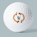 Funny Dachshund Sausage Dog Monogram Golf Balls<br><div class="desc">Cute and funny dachshund,  sausage dogs or wiener dogs in perpetual motion.
Customise by changing or removing the initial.</div>