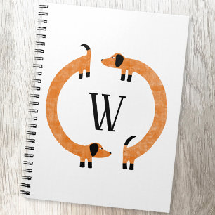 Funny Dachshund Sausage Dog Monogram Notebook
