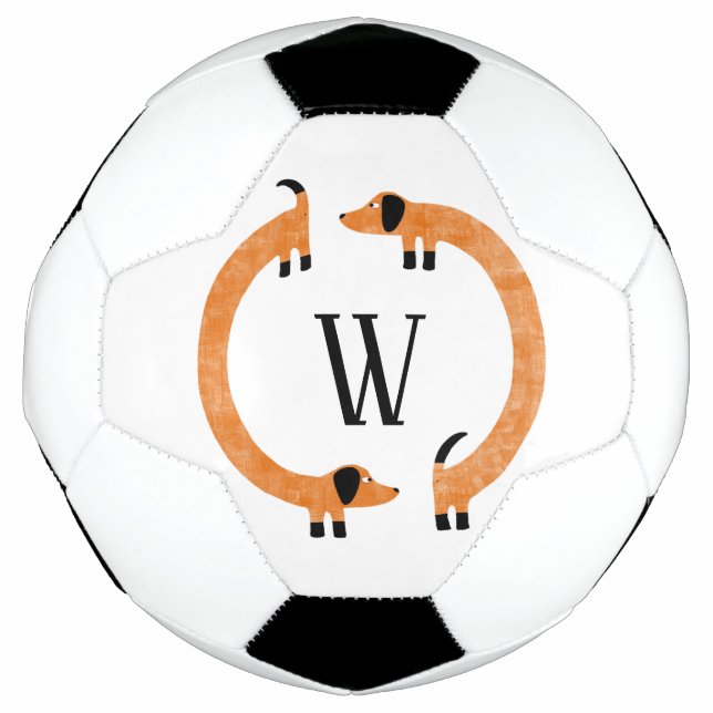 Funny Dachshund Sausage Dog Monogram Soccer Ball (Front)
