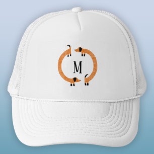 Funny Dachshund Sausage Dog Monogram Trucker Hat