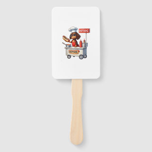 Funny Dachshund Sausage Dog Weenie Hotdog Sandwich Hand Fan
