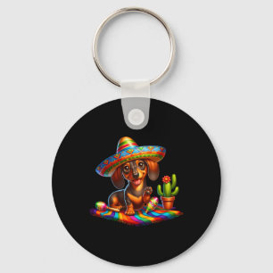 Funny Dachshund Saying Hi Cinco De Mayo Sombrero C Key Ring