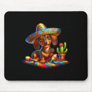 Funny Dachshund Saying Hi Cinco De Mayo Sombrero C Mouse Pad