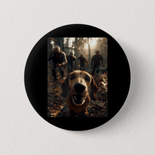 Funny Dachshund Selfie With Zombies Halloween 6 Cm Round Badge