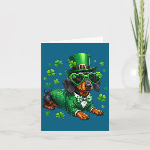 Funny dachshund shamrock st patricks day irish dog card